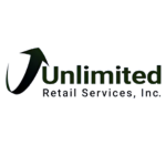 Logo featuring a stylized arrow forming a loop above the text "Unlimited Roof Services, Inc." in dark green and black, presented on a white background.